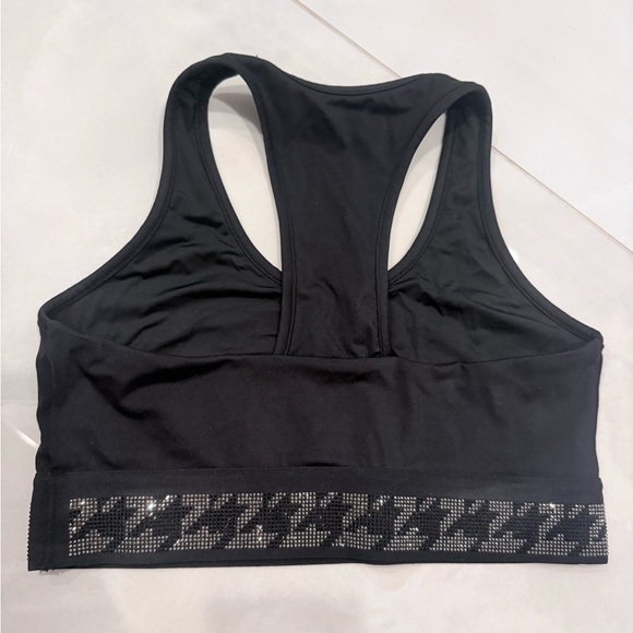 $110 NOLI Black sports bra with houndstooth Crystal bling stripe S - Picture 2 of 6